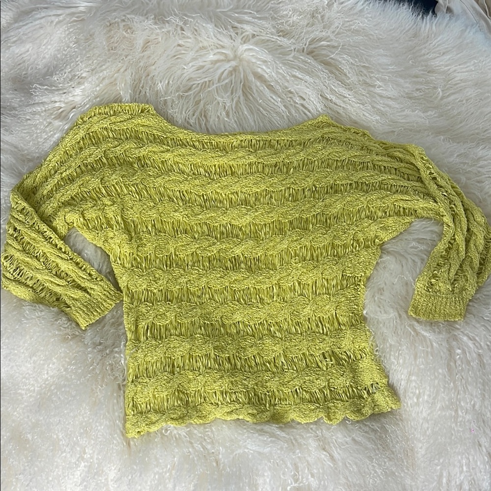 Lime Green Textured Women's Sweater - Picture 1 of 2
